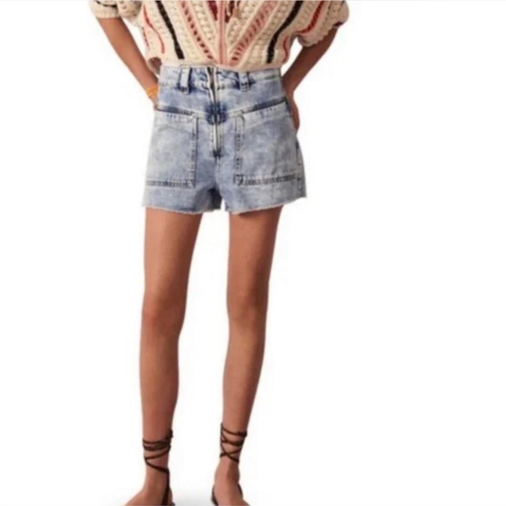 ba&sh Light Blue High-Rise Denim Shorts